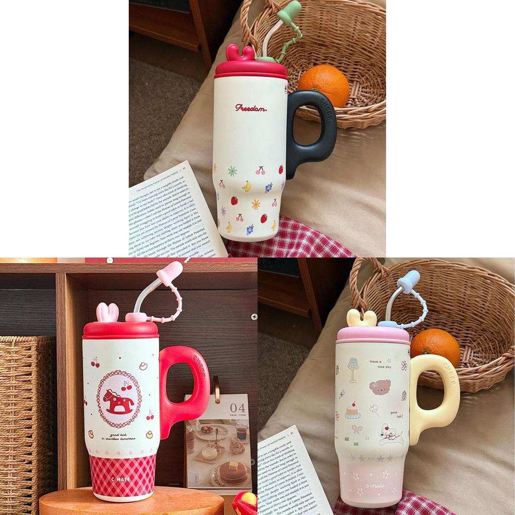 Large Capacity Ceramic Inner Insulated Mug With Straw For Office And Travel Use