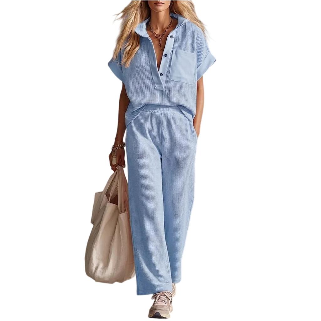 Short Sleeved Fashionable Casual Pants Two-piece Set