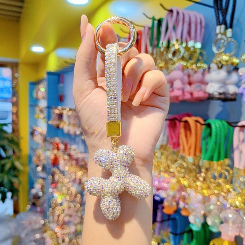 Balloons Dog Keychain With Czech Rhinestones For Gift And Party Decor