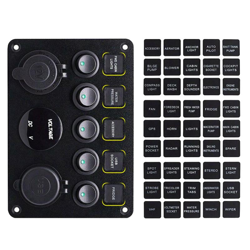 45 Sticker Rocker Switch Label Decal Panel Sticker for Car Boat Rocker trument Switch Decoration Black