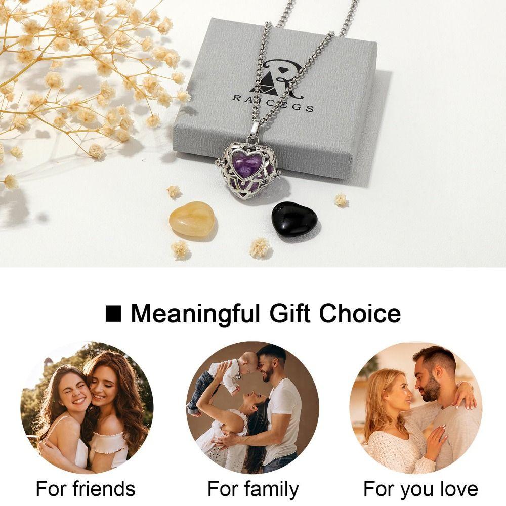 8 in 1 Replaceable Heart Shaped Necklace Natural Stones Gemstone Necklace Spiritual Gifts