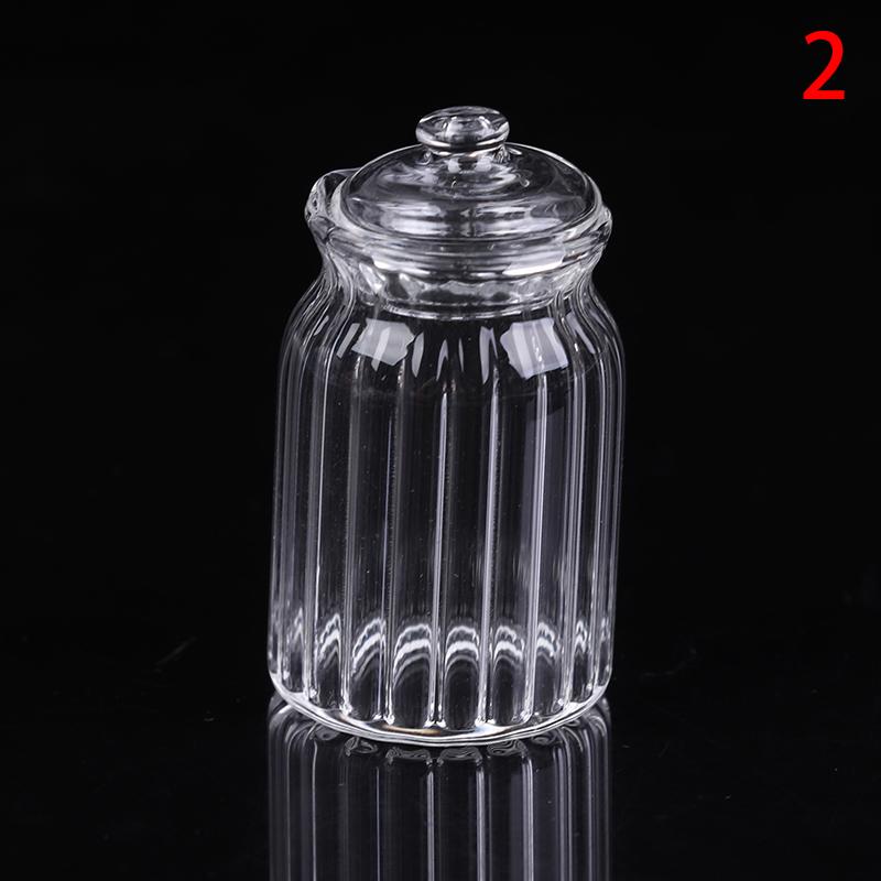 1/12 Scale Pretend Toy Dollhouse Miniature Glass Candy Jar Simulation Candy Bottle Model Toy For Dollhouse Decoration