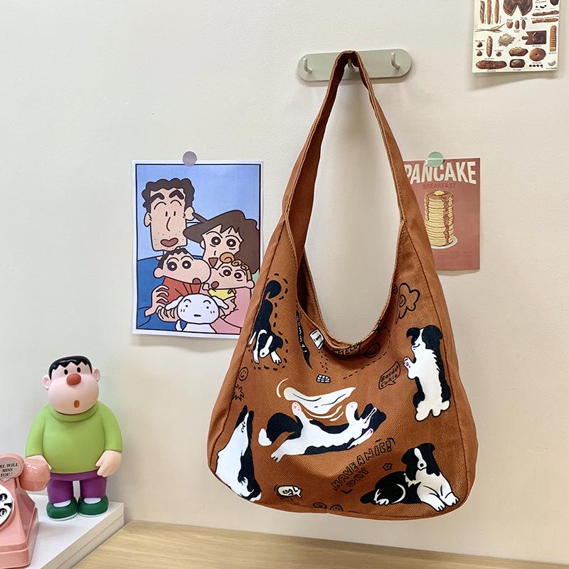 European & American Style Canvas Crossbody Tote: Large Capacity, Literary, for College Students & Commuting