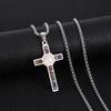 1PC Stylish Stainless Steel Cross Pendant Necklace, St. Benedict Pattern, Multi-Color Artificial Zirconia Embellishment