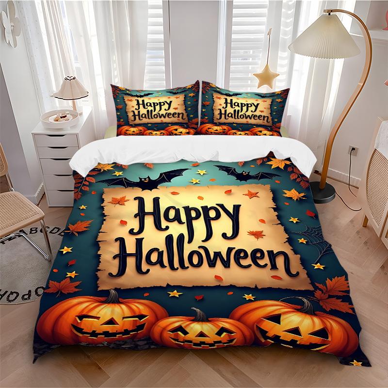 3pcs Halloween Decorations Duvet Cover Set, Cover For Bedroom Guest Room (1 Duvet Cover + 2 Pillowcase, Without Quilt), yy250922230