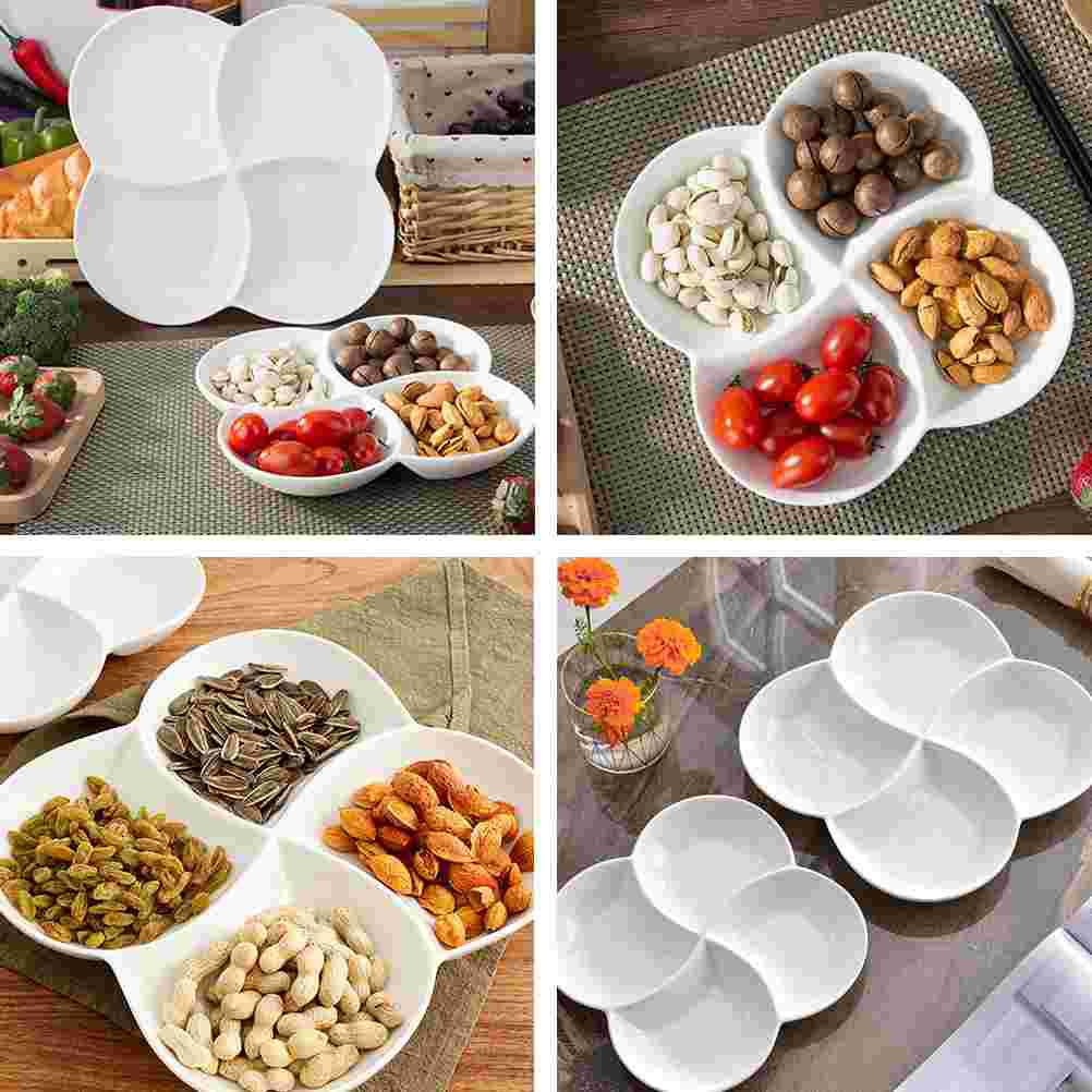 Buffet Serving Utensils Divided Platter Tray Four Compartment Fruit Plate Candy Snack Jewelry