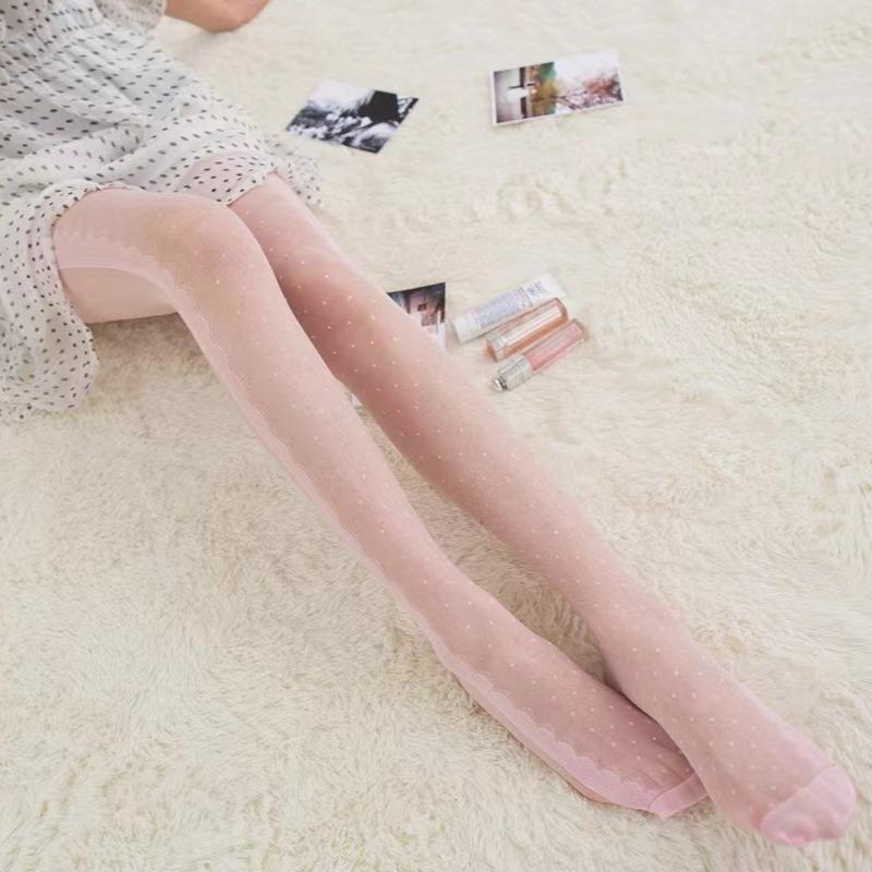 Girls Geometric patterns Thin Sheer Kawaii Hositry Women Sweet Heart Dot Jacquard Fishnet Pantyhose Slim Fit Bowknot Lace Tights