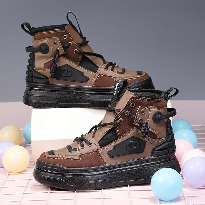 European Station Ins Wind Trend Men's Shoes Color Matching Thick Sole Heightening Help Fashion Board Shoes Casual Sports Shoes Tooling Boots