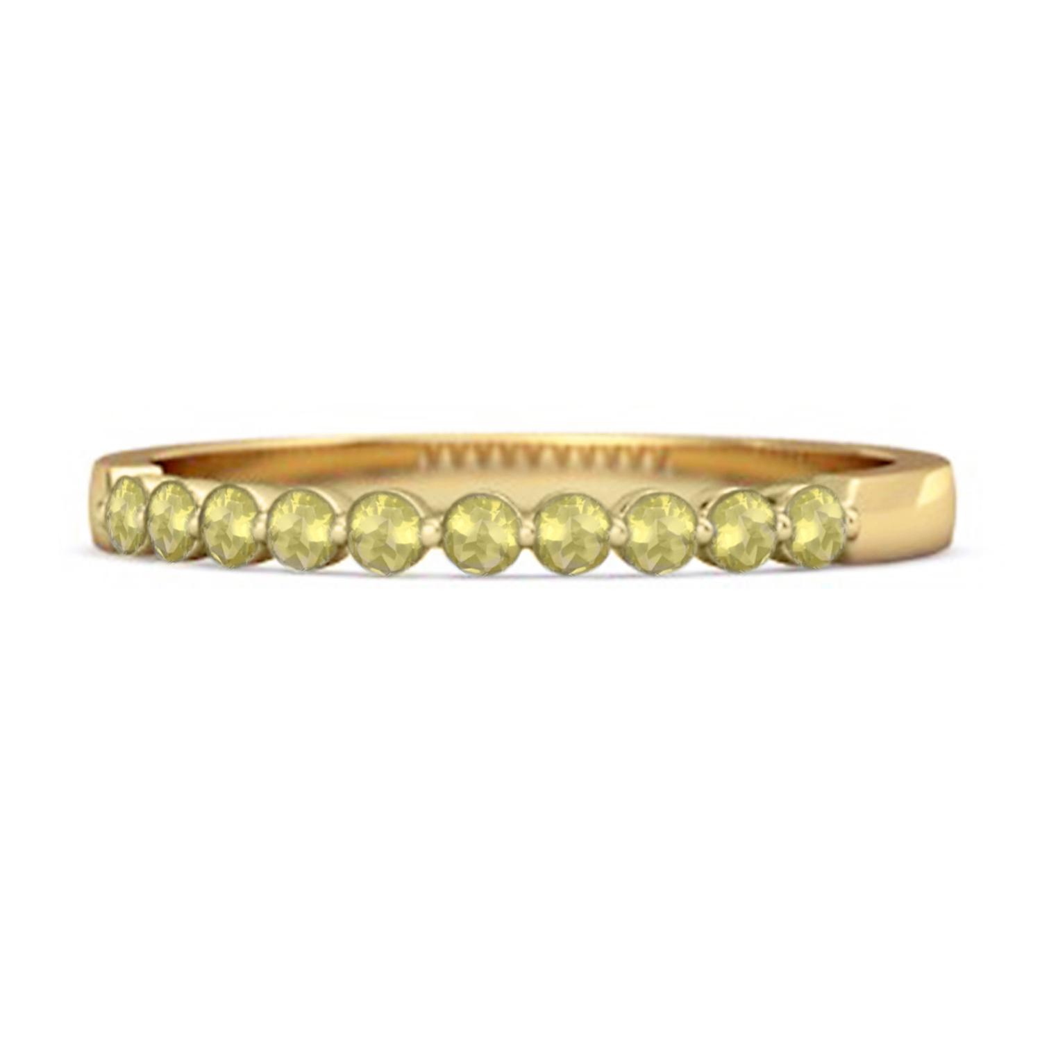 Lemon Quartz Half Eternity Design Band Ring -925 Sterling Silver Gold Vermeil 9.5