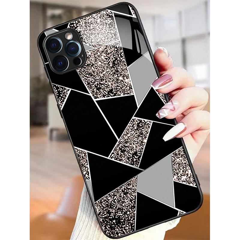 

Black White Minimalist Print Glass Phone Case For iPhone 17 16 15 14 Pro Max 13 12 11 16E 17Air 7 Plus XR XS X Shockproof Cover iPhone 11