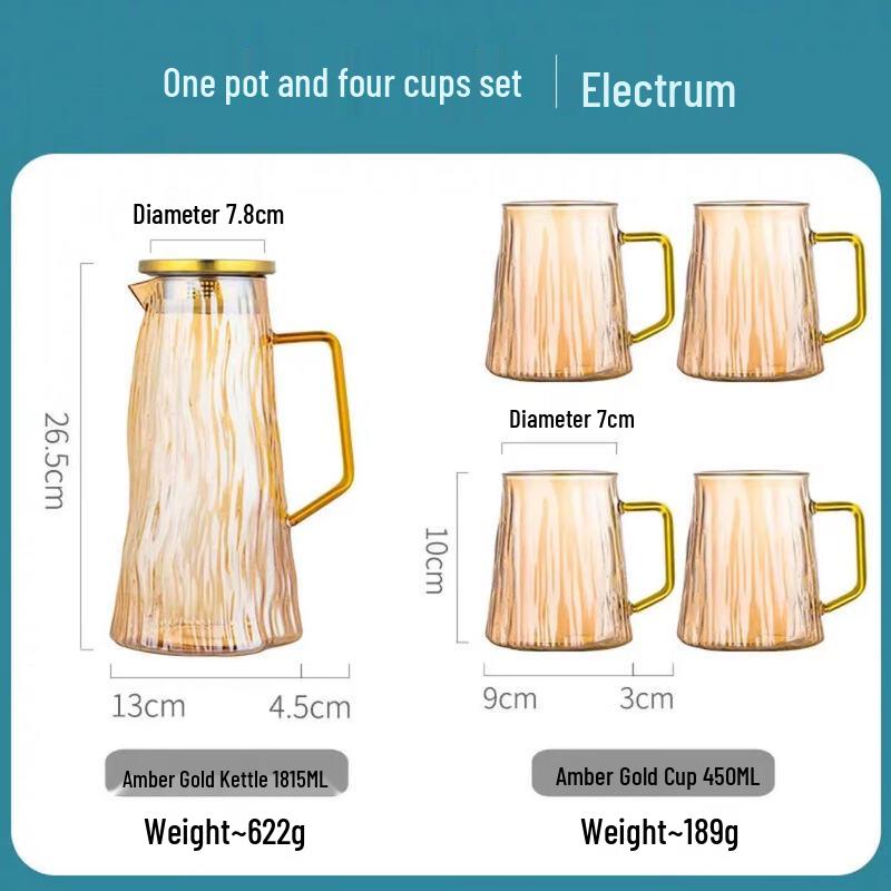 Shangqi Glacier Pattern Glass Pitcher & 4 Cups Set