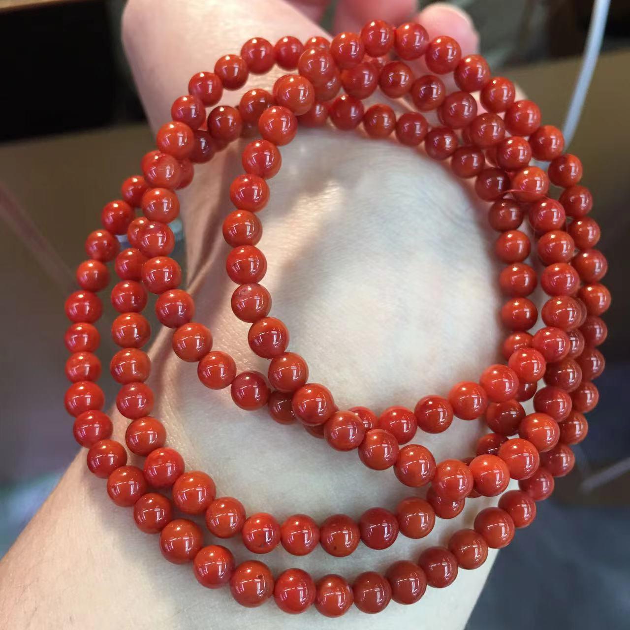 Sichuan Southern Red Buddhist Prayer Beads Bracelet: 4.5-4.8mm Red Round Beads, Full Color and Moist