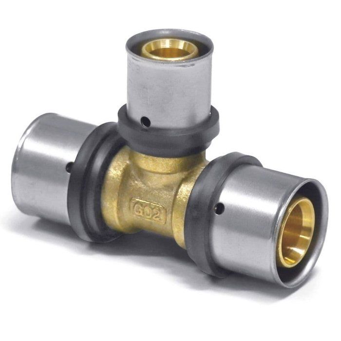 Reducing Tee Pressfitting 26x3 - 26x3 - 20x2 : Secure Multilayer Fitting