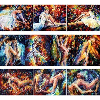 Pintura de diamantes 5D DIY, pintura al óleo abstracta, bailarina de ballet, mujer desnuda, pintura artística, mosaico redondo, bordado de diamantes