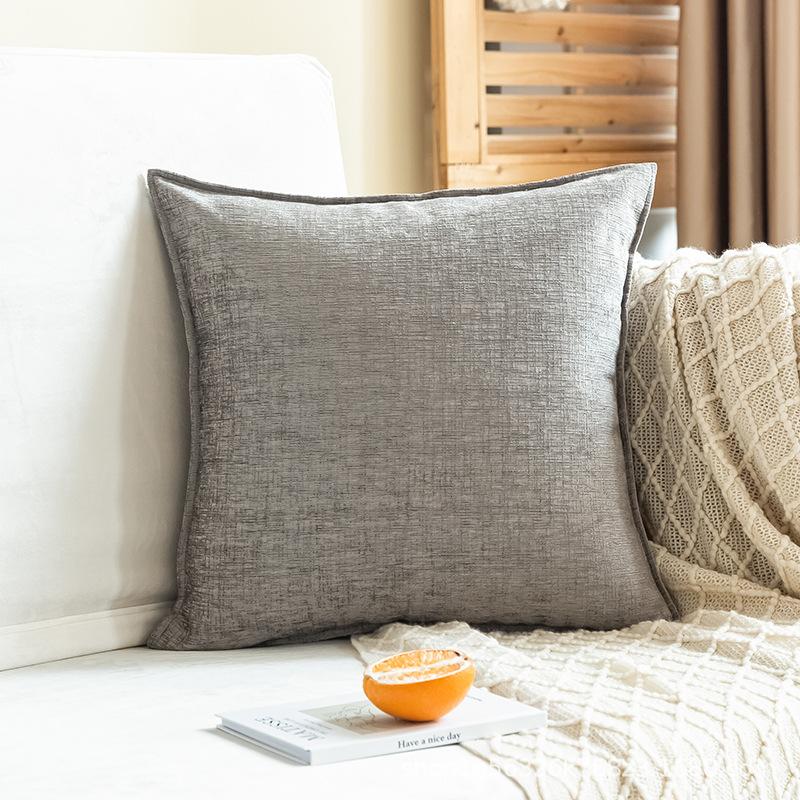 Japanese Solid Color Chenille Pillow Living Room Sofa Cushion Cover Bedside Cushion Back Bedside Large Size Pillow Quality