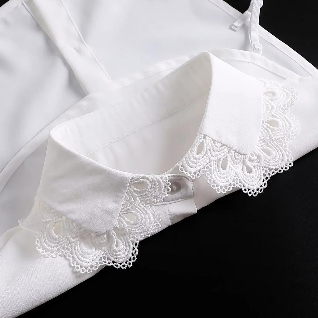 Korean Stand Lapel False Collar Women Embroidery Faux Col Half Shirt Blouse Fake Collars Sweater Shirt Detachable Collars