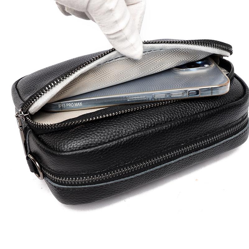 Genuine Leather Mobile Phone Bag Wide Shoulder Strap Women's Single-shoulder Bag Multi-pocket Crossbody Bag Women's Bag