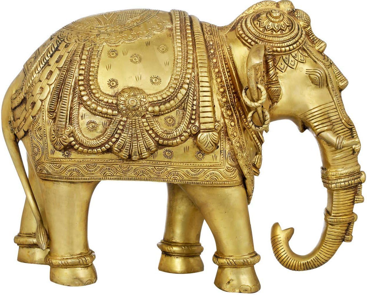 

Gold Decorative Elephant Hathi Brass Idol For Positive Energy & Tranquility