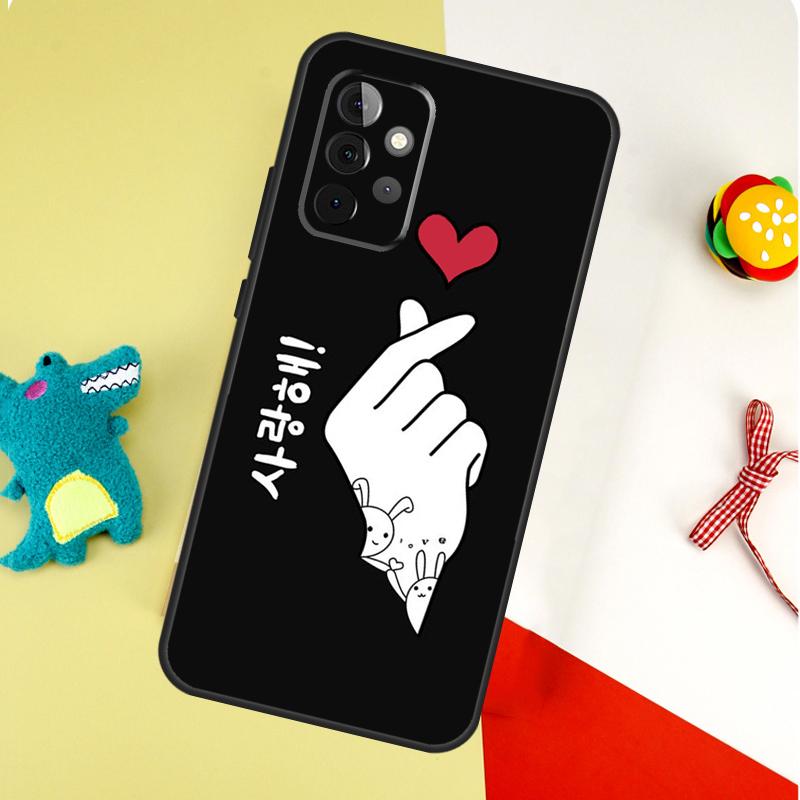 Kpop Finger Heart For Samsung Galaxy A05 A06 A16 A54 A34 A14 A55 A35 A15 A53 A33 A13 A22 A32 A52 Phone Case