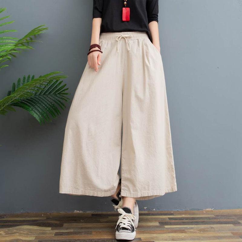 Women's Fashion Summer Spring Casual Plus Size Solid Color Print High Waist Trousers Pants & Capris