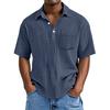 Men Casual Solid Color Waffle Knit Short Sleeve Polo Shirt