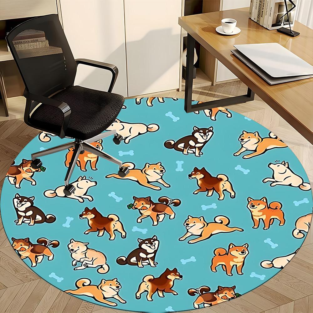 1PC Dogs Bones Cute Office Round Area Rug, Mat Suitable For Office, Under Office Chairs Bedroom Living Room Home Decor, Room Deco