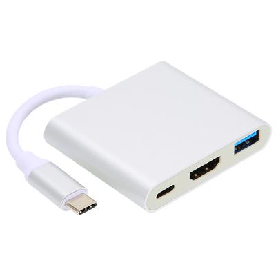 4K 3 in 1 TypC Dockingstation TypC zu HDMI-kompatibel USB PD Multiport-Adapter(Silber )