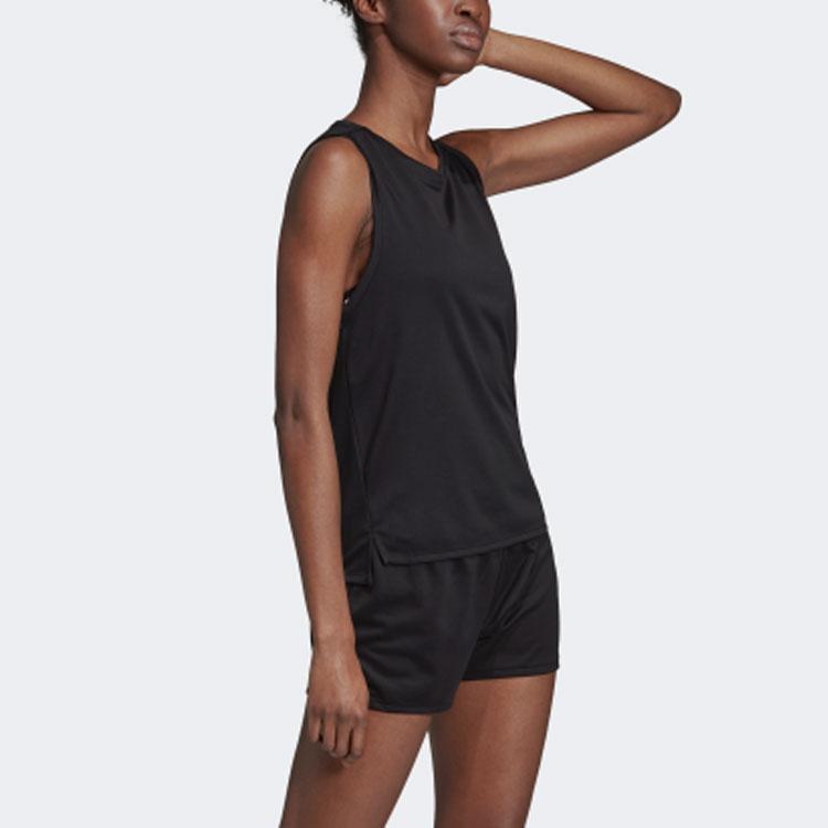 Adidas Solid Color Breathable Sleeveless Training Tank Top Women tops Black EI6373
