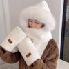 1PC Gloves Elegant Knit Material Warmth Thickened Cute Ear-Protecting Balaclava Hood Scarf Set Multi-Color