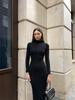 Turtleneck Knitted Women Dresses Sexy Solid High Waist Hip Package Lady Dress Elegant Long Sleeve Slim Female Vestidos