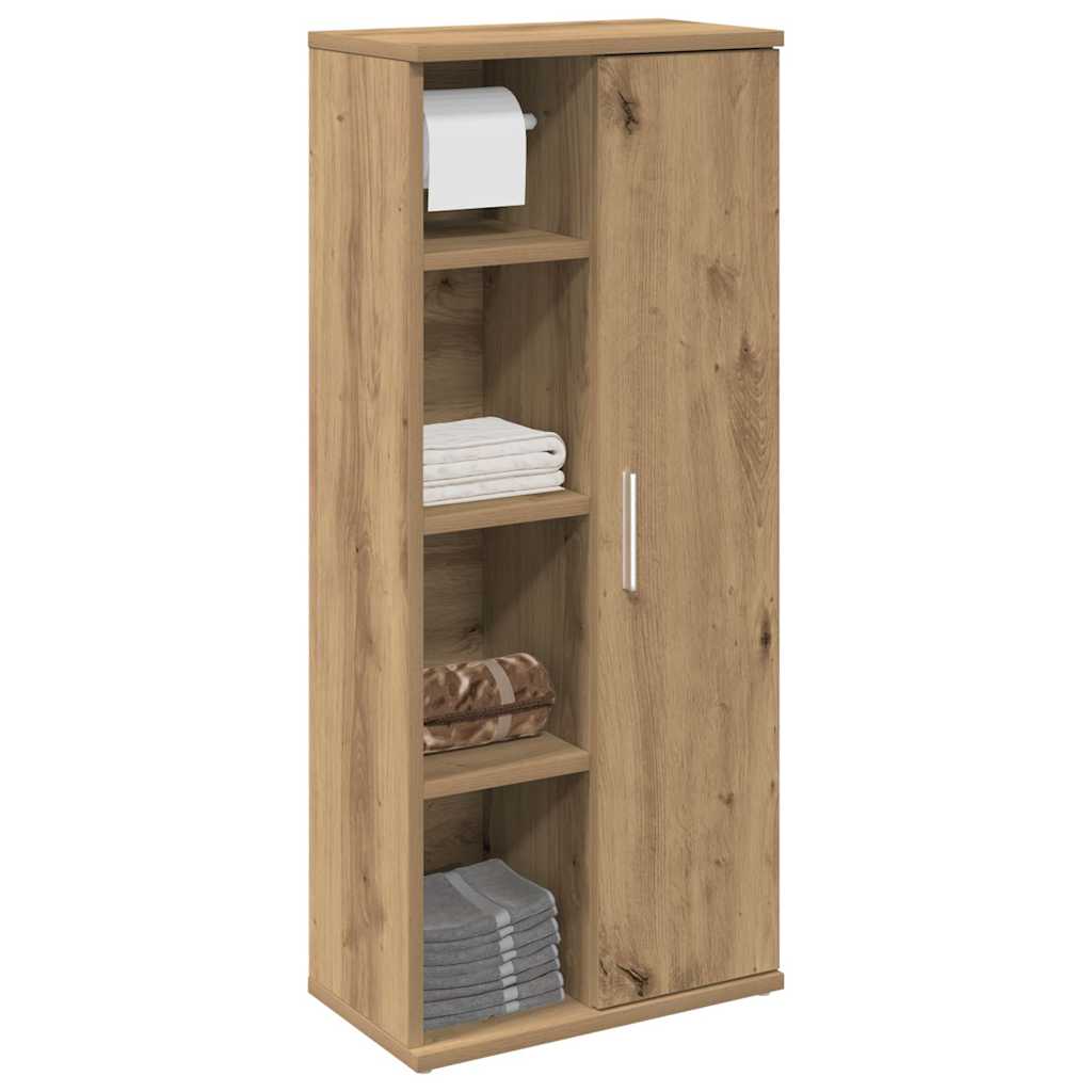 Bathroom Cabinet with Toilet Paper Holder Artisan Oak Finish 39 X 22 X 90 Cm
