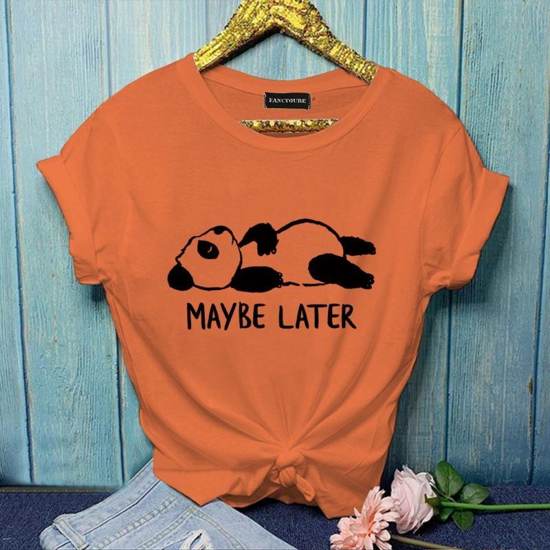 Funny Panda MAYBE LATER Graphic Printed T-shirt for Both Women Personalized Creative Panda Shirt Cute Panda T-shirt Tops