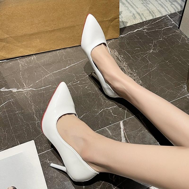 Fashion Temperament 10cm Super High Thin Heels Shoes Women Pumps Pointed Toe Colorful Patent Leather Stiletto Wedding Shoe Size