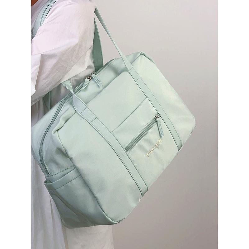 

Niche нейлоновая парусиновая легкая сумка большой вместимости женская новая дорожная сумка для фитнеса на плечо портативная сумка-тоут мятный зеленый