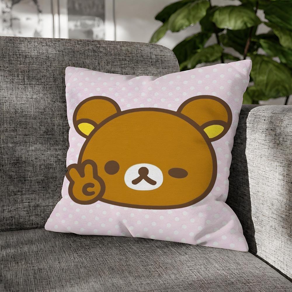 Cartoon Rilakkuma Korilakkuma Sanx Cushion Cover Decorative Pillowcase Soft Short Plush Cozy Durable Sofa Home Decor Items Gift