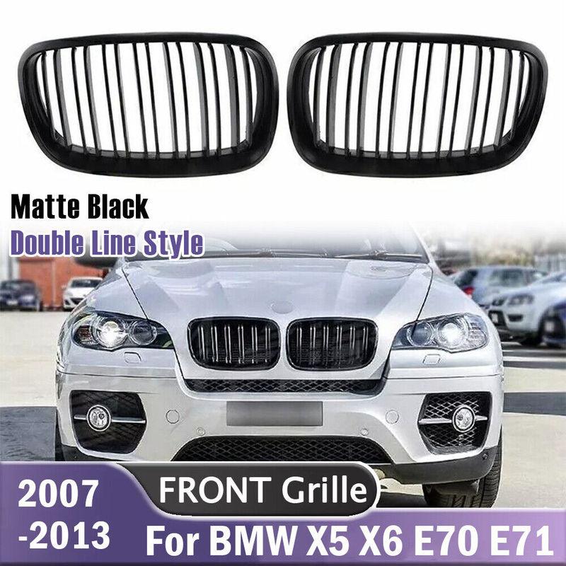 For BMW X5 E70 X6 E71 2007-2013 ABS Car Grille Front Kidney Grill Double Line Matte Black 51137157687 51137157688 51137185223