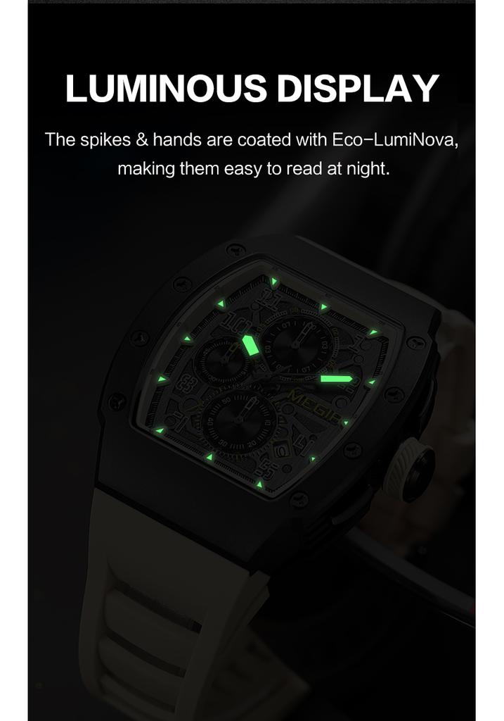 MEGIR New Fashion Quartz Watch Men Luxury Silicone Sport Military Wristwatch Chronograph Waterproof Clock Relogio Masculino 8411
