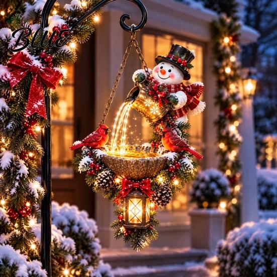 Dreamy Winter Party Ornament Christmas Garden Lantern Magic Pouring Light Hanging Ornament LED Warm Reusable Decor Glow Lighted Santa Snowman