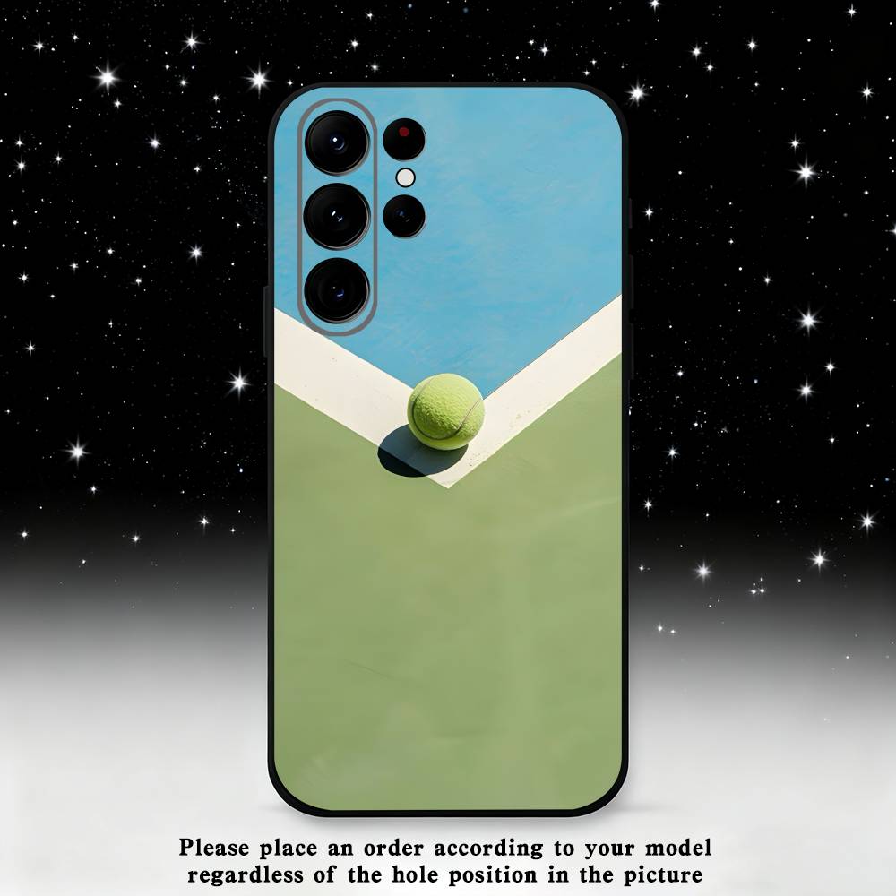 

Sports Tennis Phone Case For Samsung S 25,24,23,22,30,21,10,9,Ultra,Plus,Lite,FE,4,5 G Black Soft Case Samsung S22plus5G