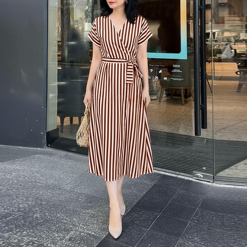 Casual Zanzea Short Vneck Women Sleeve Stripe Dress