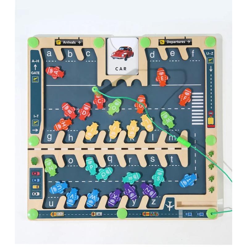 Magnetic Alphabet Board Montessori Magnetic Alphabet Maze Puzzle Parking Lot Puzzle For Children Preschool Magnetic Sorting Game