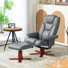 Faux Leather Manual Recliner and Footstool Set - Grey