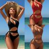 2026 Sexy Solid Color Hollow Drawstring Straps New One-piece Swimsuit Swimsuit Bikini