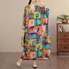 DIMANAF Women Plus Size Spring Summer Long Dress Loose Basic Vintage Oversize Long Sleeve Maxi Floral New 2026