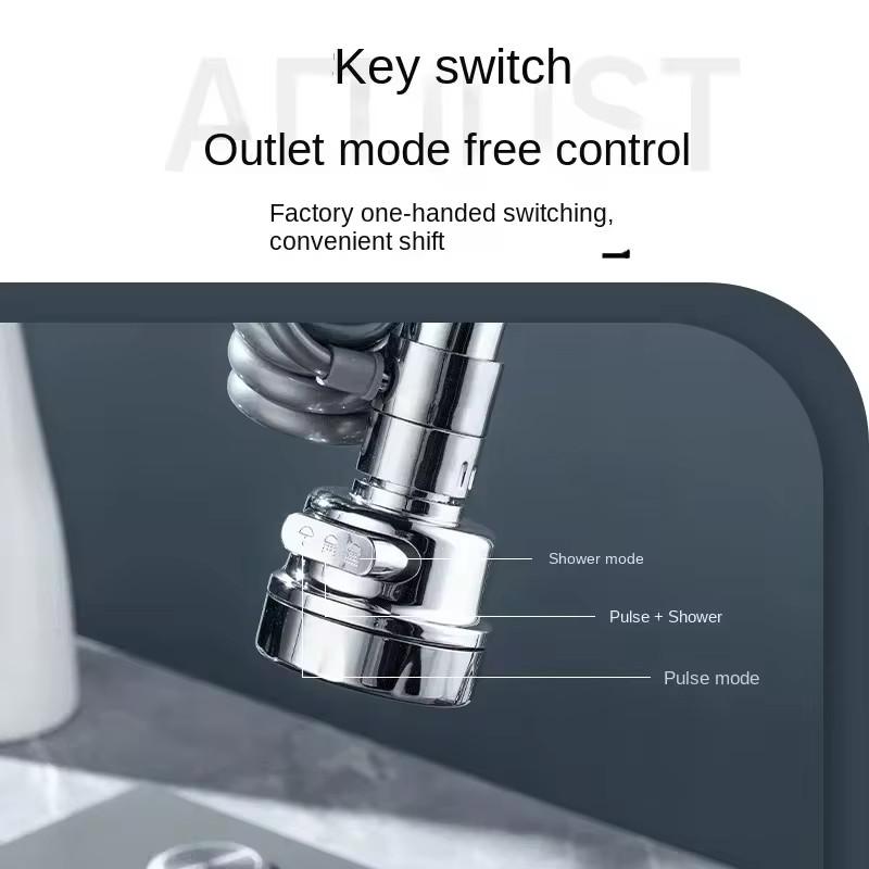 3 Modes Filter Sink Faucet With Swivel Universal Extension Tube Water Saving Boosting and Splash Proof Water Tap