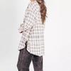 Womens Autumn and Winter Updated Style Rosted Lantern Sleeve Comfortable Fit Plaid Blouse