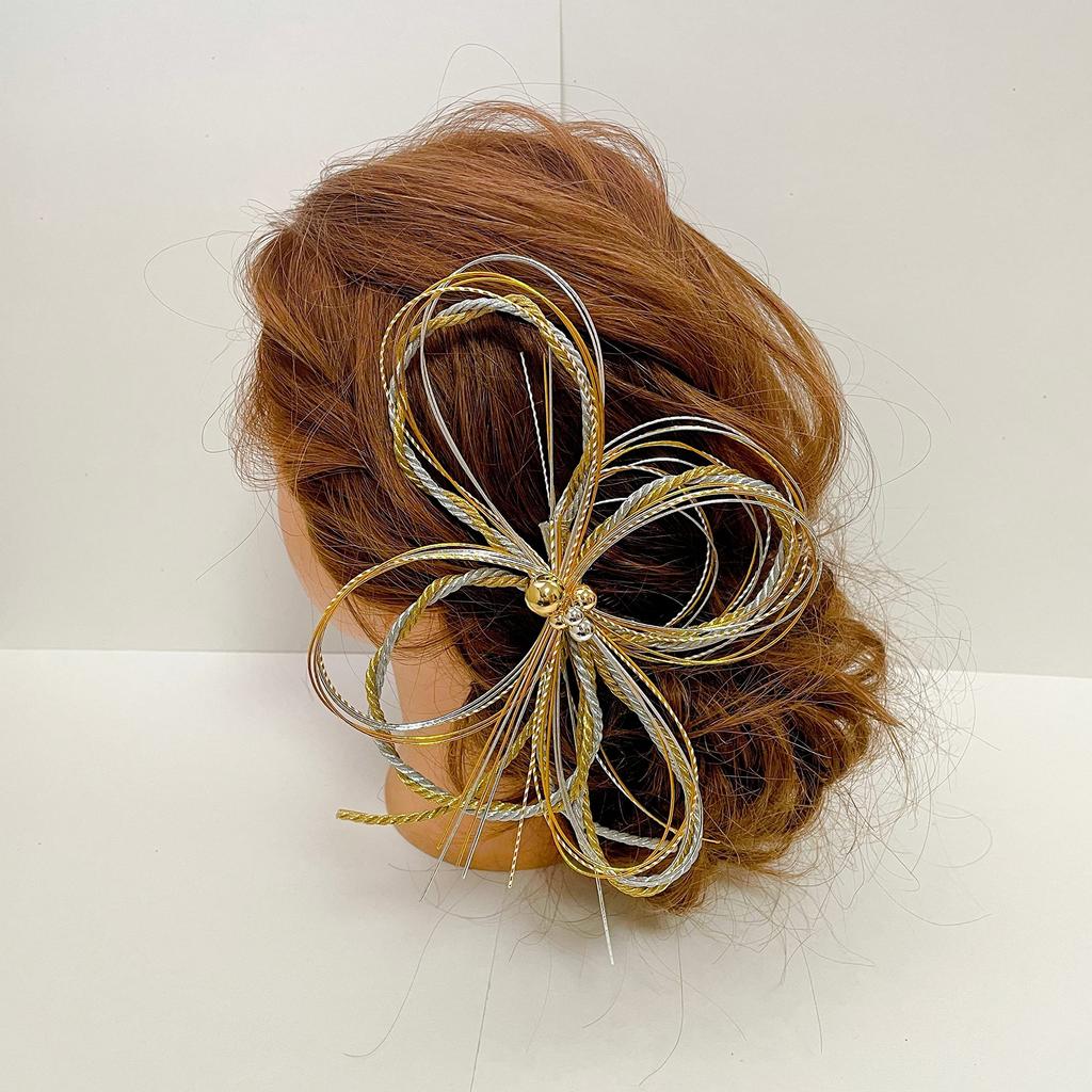 Mizuhiki Hair Gold and Japanese Style Perfect for and Weddings Ornament, Silver, Headpiece, Weddings, Coming-of-Age Ceremonies, Graduations, Hakama,