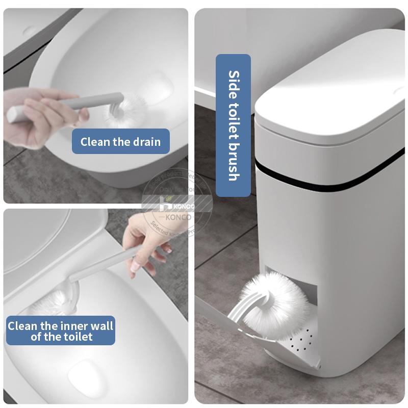 Trash Can and Toilet Brush Set,Trash Cans Toilet Brush Garbage Bucket and Toilet Brush with Holder Set for Bathroom