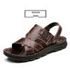 Men's Genuine Leather Casual Sandals - Versatile, Non-Slip, Perforated with Thick Sole for Outdoor & Beach Use
