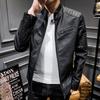 Men's leather jacket, locomotive jacket, men's spring and autumn slim-fitting trend, new handsome warm pu leather jacket men